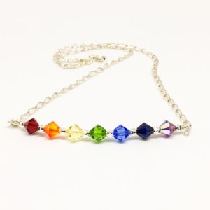 Swarovski Rainbow Necklace Sterling Silver Bright Rainbow Boho