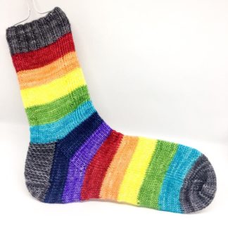 Stripy rainbow socks, hand dyed merino nylon sock yarn, knitted socks