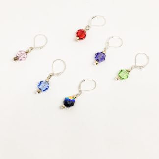 Round Swarovski stitch markers, knitting crochet markers, row counters, set of 6,