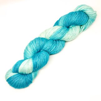 Turquoise gradient yarn, hand dyed sock yarn, sparkly or plain, 100g