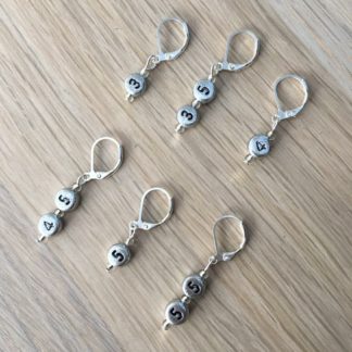 Numbered stitch markers, crochet hook size, knitting markers, row counters, needle size markers, set of 6, knitting gift, crochet gift