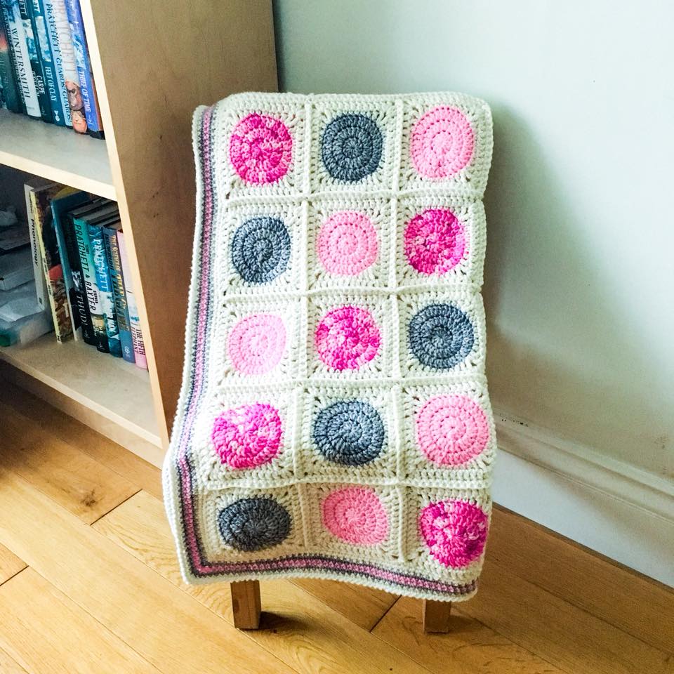 Merino wool baby blanket, hand dyed and crocheted, luxury cot blanket