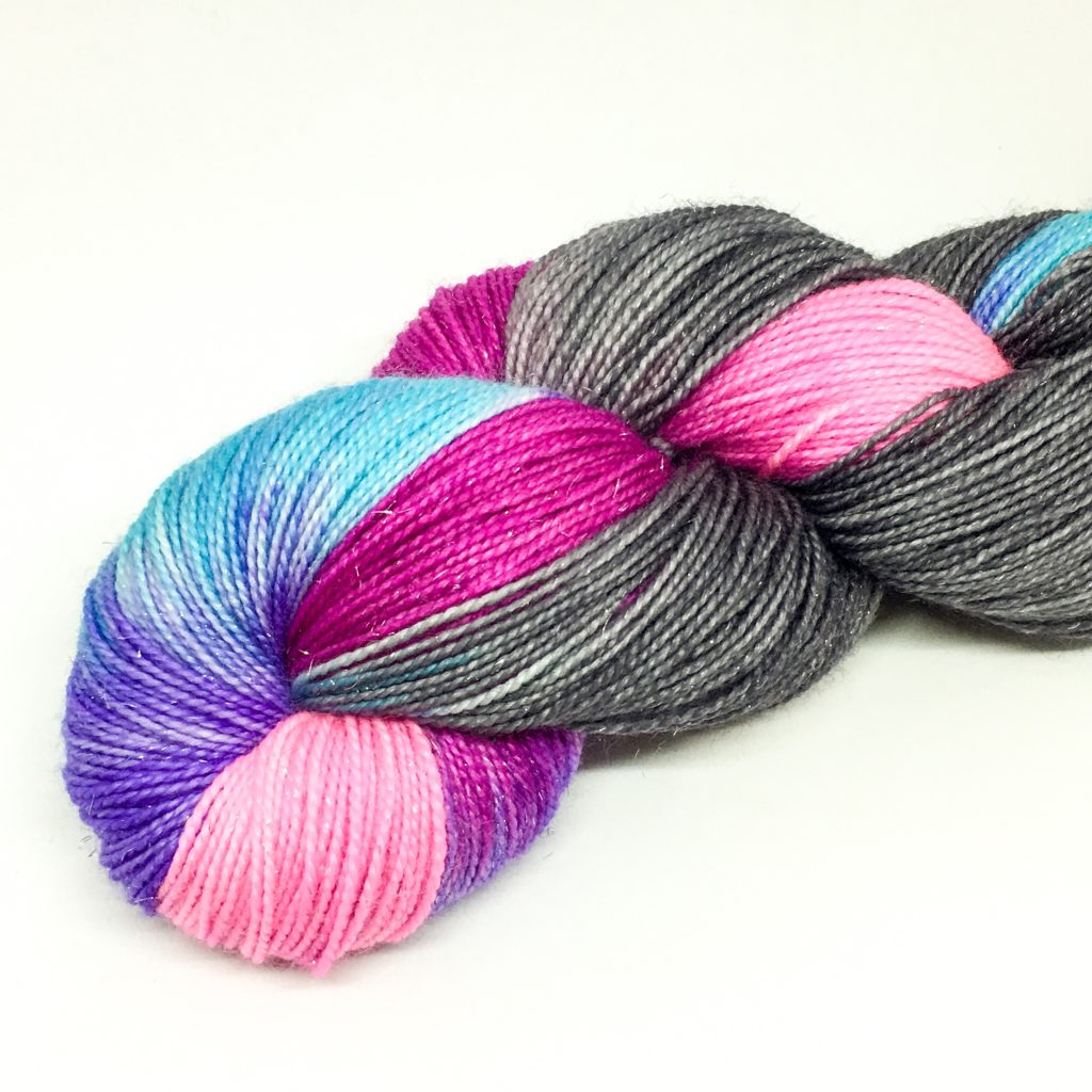 Unicorn yarn, 100g hand dyed sock yarn, merino 4 ply, grey patch dyed
