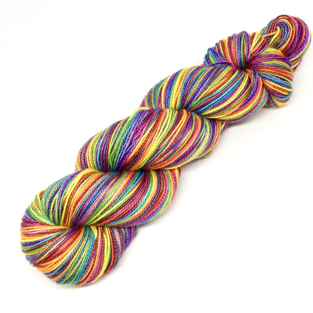 Rainbow merino yarn, bright 4 ply hand dyed yarn, rainbow sock yarn
