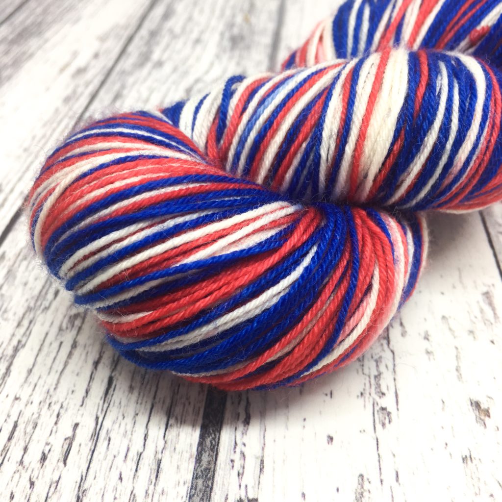Self striping Union Jack yarn, merino nylon sock yarn, Union flag