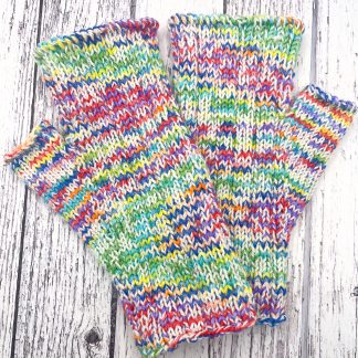 Knitted Rainbow Confetti merino fingerless gloves