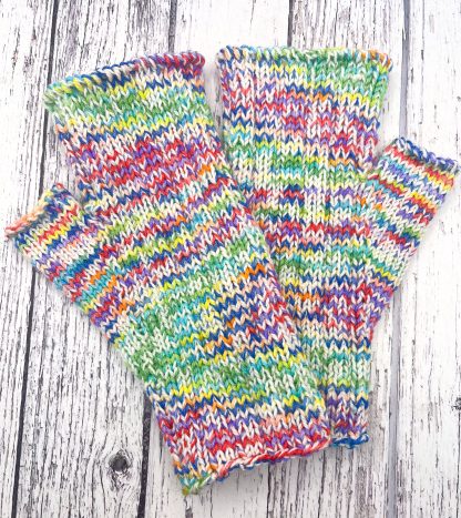 Knitted Rainbow Confetti merino fingerless gloves