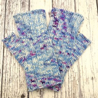 Knitted purple fleck merino fingerless gloves