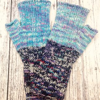 Knitted long cuff merino fingerless gloves