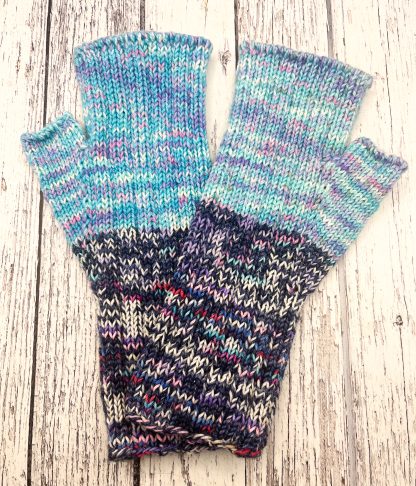 Knitted long cuff merino fingerless gloves