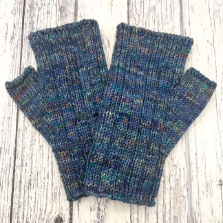 Knitted Navy merino fingerless gloves