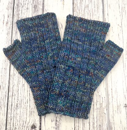 Knitted Navy merino fingerless gloves