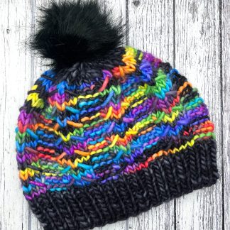 Chunky Merino knitted hat Rainbow Contrast Point