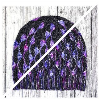 Reversible purple Merino knitted hat