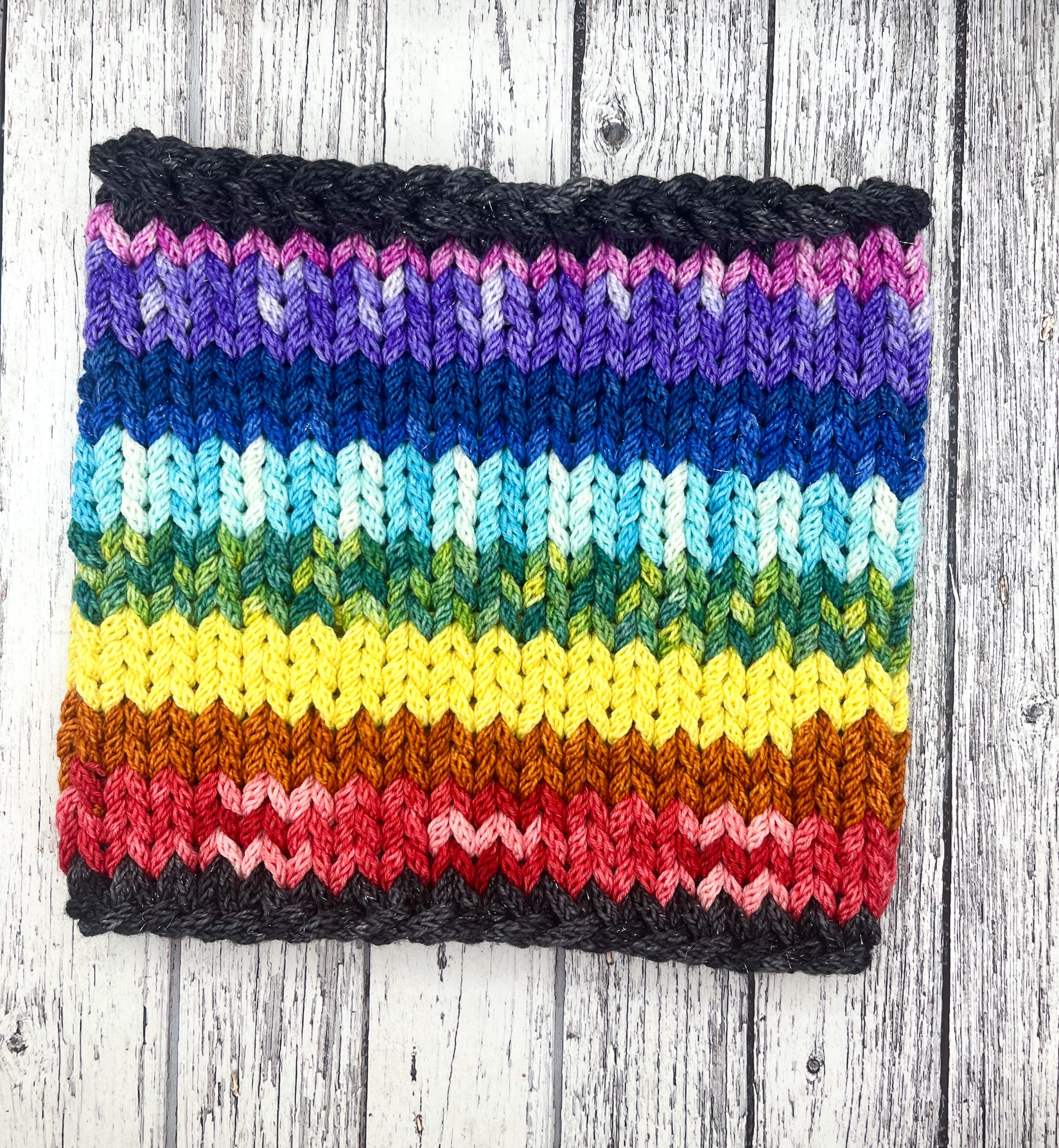 Chunky merino rainbow cowl
