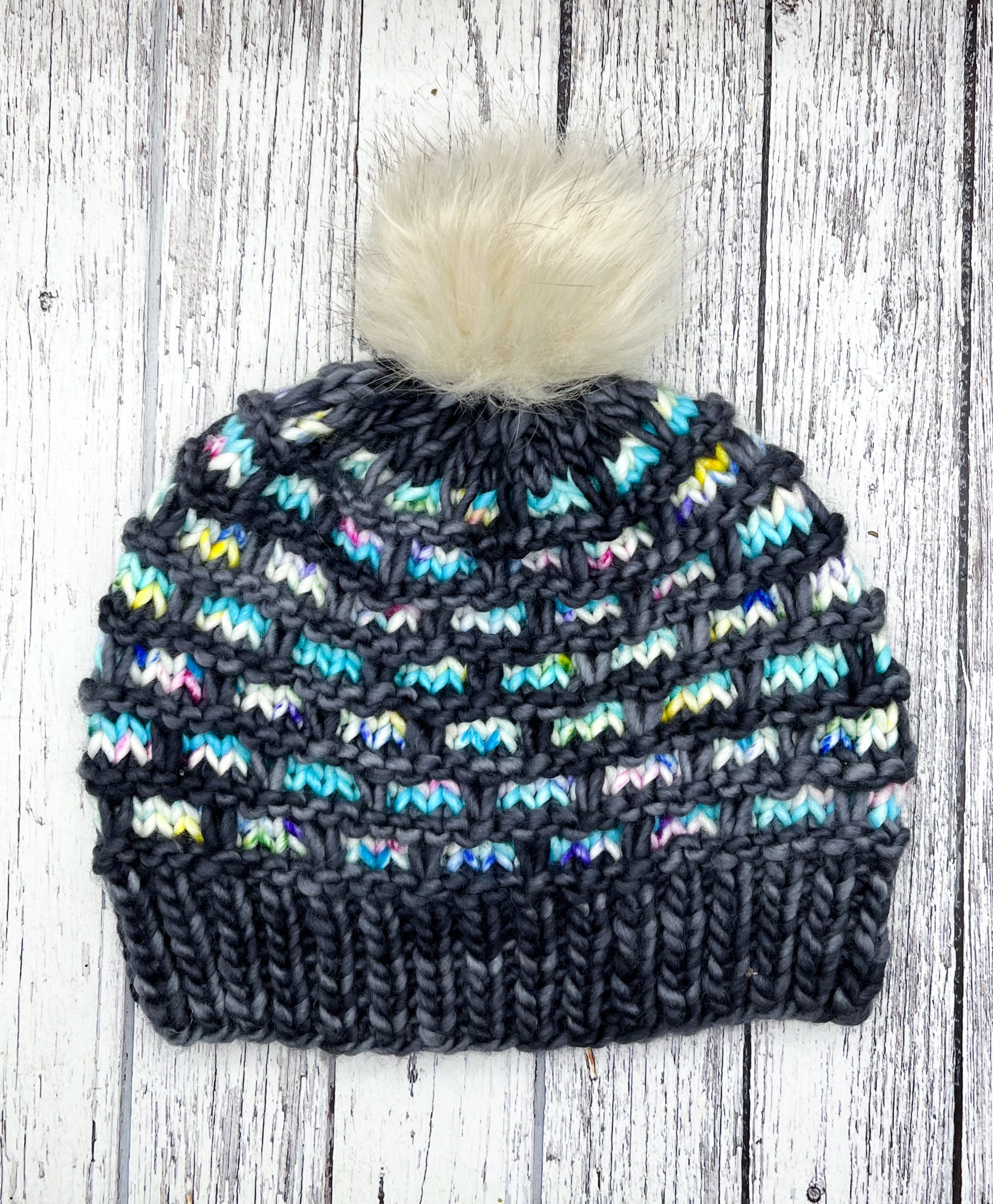 Chunky Merino Mosaic hat Fiesta