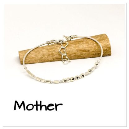 Mother Morse Code bracelet, hidden message bracelet, sterling silver and leather