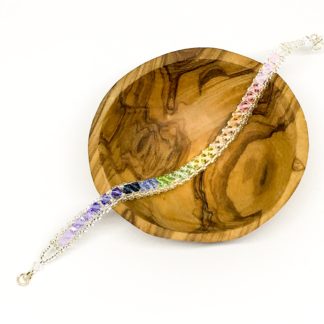 Pastel rainbow Swarovski bracelet, sterling silver clasp, Boho bracelet