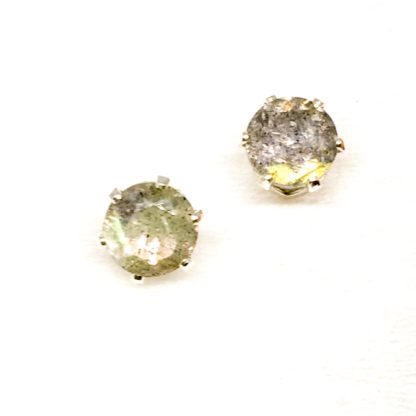 Labradorite gemstone stud earrings, 5mm stones, sterling silver studs