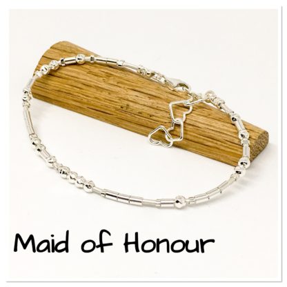 Maid of Honour Morse Code bracelet, sterling silver and leather, Wedding ideas, Wedding jewellery, wedding favours