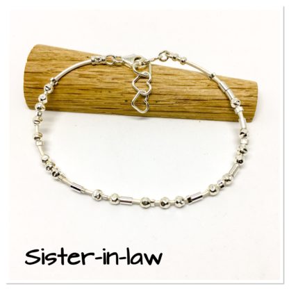 Sister in law gift, morse code bracelet, leather and sterling silver, hidden message