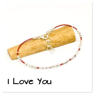 I Love You Morse code bracelet, leather and sterling silver, hidden message bracelet, Valentine's gift