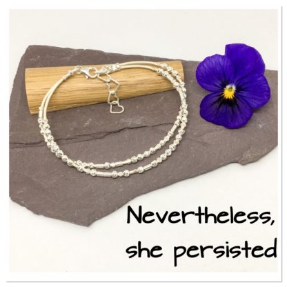 Nevertheless she persisted, Morse code bracelet, motivational bracelet, hidden message bracelet