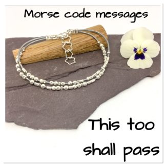 This too shall pass, Morse code message bracelet, sterling silver and leather, hidden message bracelet, motivational message