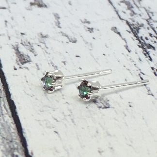 3mm Mystic Topaz gemstone studs, sterling silver