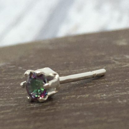 3mm Mystic Topaz gemstone studs, sterling silver - Image 2