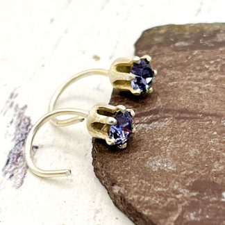 Sterling silver 4mm crystal pull through hoop earrings
