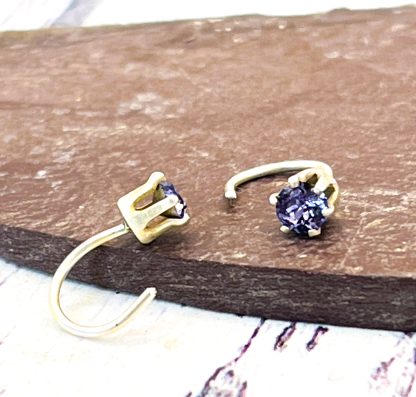 Sterling silver 4mm crystal pull through hoop earrings - Image 4